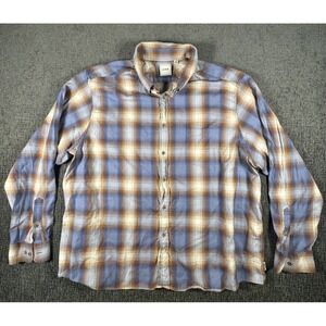 Men's ROWM Size 3XB Plaid Button Down Long Sleeve Shirt Pocket Cotton Blend